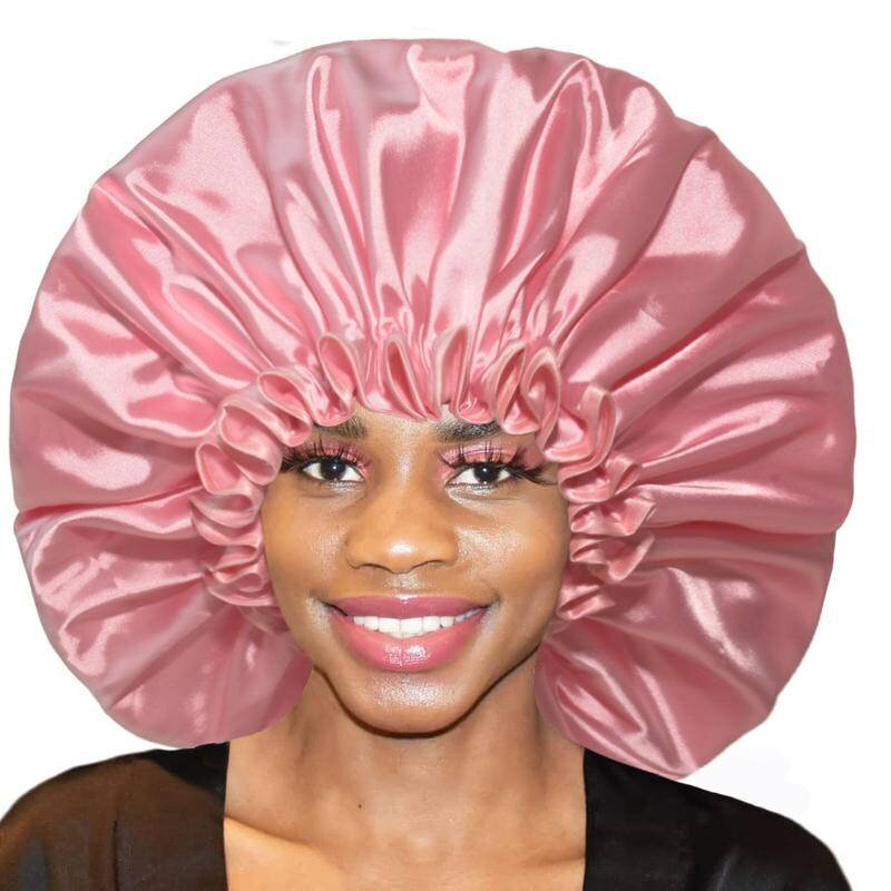 Extra Large Waterproof Shower Cap Double Layer Adjustable Elastic Reusable Bath Caps Protection Hair Bathing Hat for Women Men