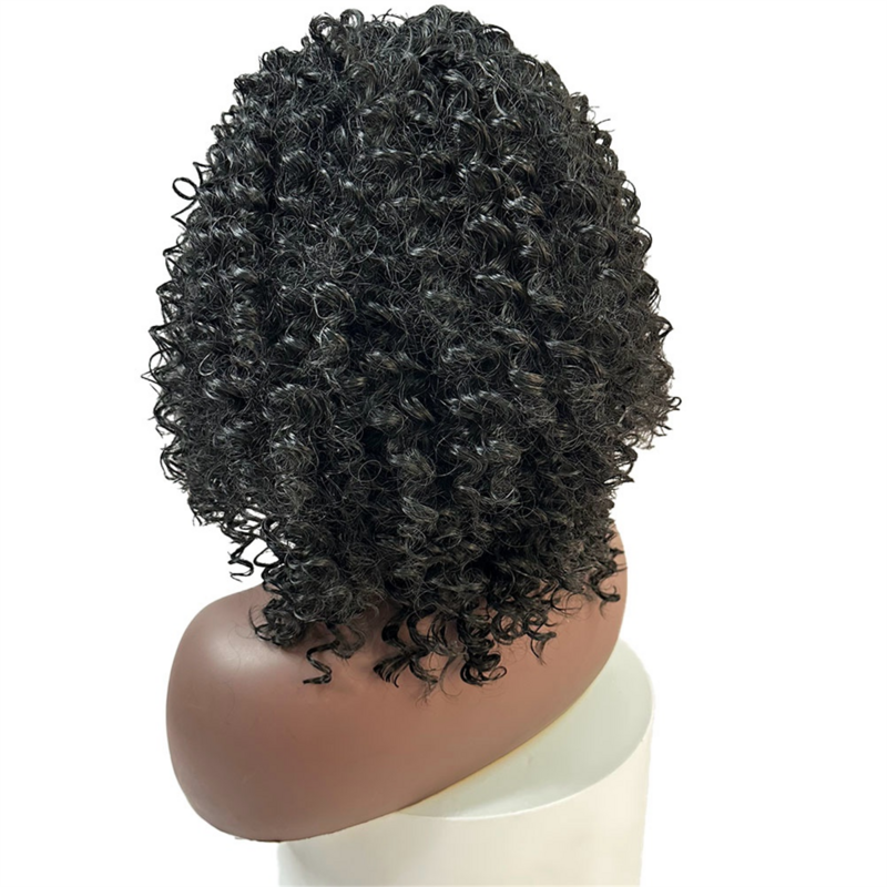 Wiatr latający afrykański peruka z lokami 12 cali krótkie kręcone włosy łacińskie amerykańskie loki czarna puszysta peruka z włókna chemicznego moda peruka