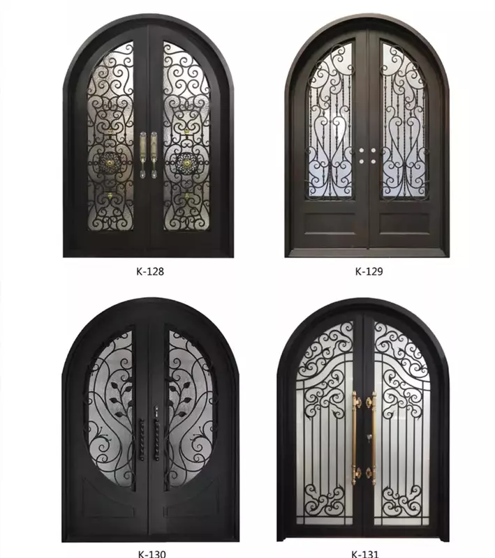Porte d'ingresso anteriori di sicurezza in metallo singolo di lusso casa villa residenziale esterno design della porta d'ingresso di sicurezza in ferro battuto nero