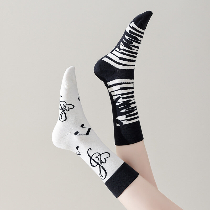 New AB version socks female middle tube cute cartoon Japanese pile straight cotton socks fashion cute Japanese student socks