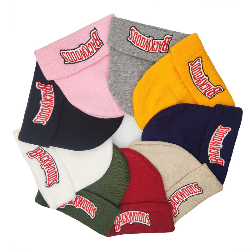 Chapéus bordados malha do Beanie, Dobrável Roll Up Knit, Chapéu macio do esqui, Tampas Brimless quentes, Unisex, Inverno