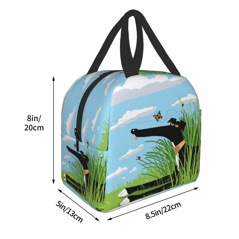 Greyhound Whippet Dog Resuable Lunch Boxes Cartoon Sighthound Thermal Cooler Food Insulated Lunch Bag For Kids School Children