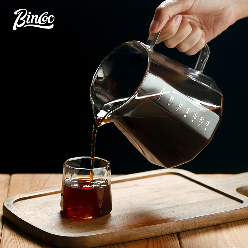 BINCOO-Calor-Resistente Glass Drip-Type Multi-Functional Coffee Kettl, Panela de partilha de café fabricada manualmente, Taça de degustação de produtos domésticos