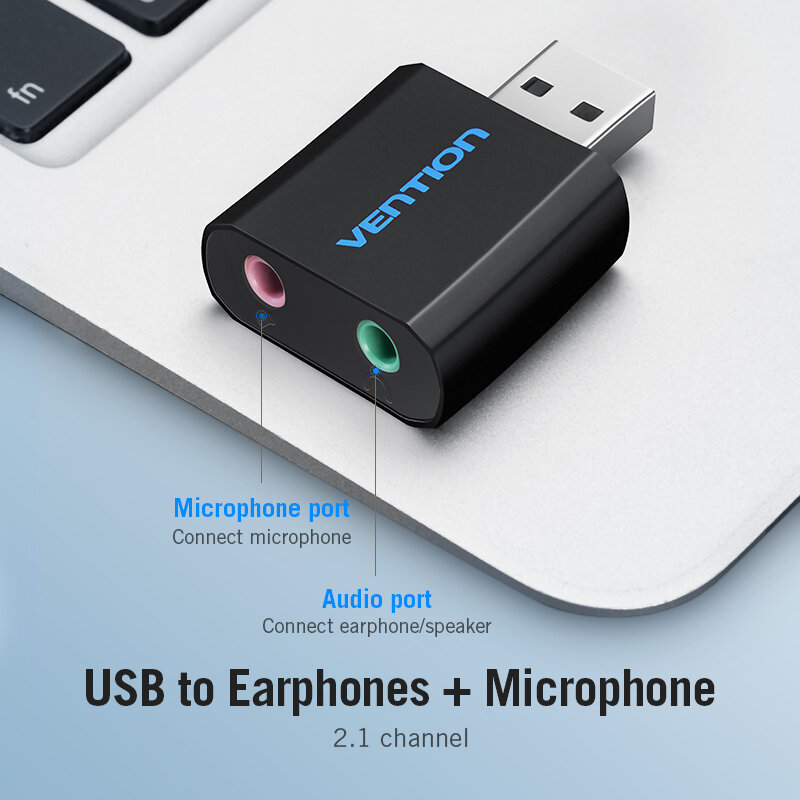 Vention usb placa de som externa 3.5mm adaptador usb para microfone speaker interface de áudio para macbook laptop pc usb placa de som