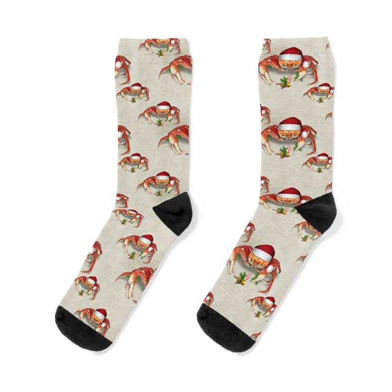 Calcetines de cangrejo de Navidad para hombre y mujer, calcetín divertido, hockey, calcetines cortos de lujo