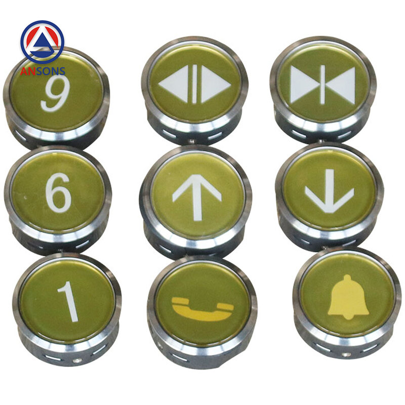Ansons-Botón de presión para elevador, piezas de repuesto circulares de acero inoxidable, KAN-J081, 13822394
