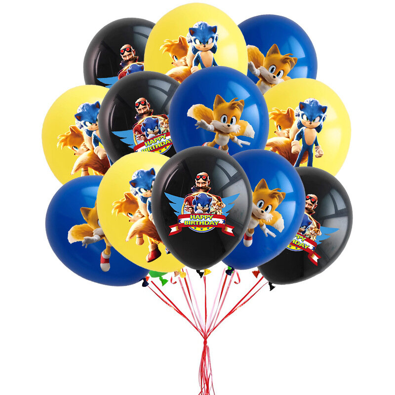 Conjunto de globos de látex de Anime sonics para fiesta de cumpleaños de niño y niña, decoración de fiesta de Baby Shower, suministros de juguetes para niños, 7-15 piezas, 12 pulgadas
