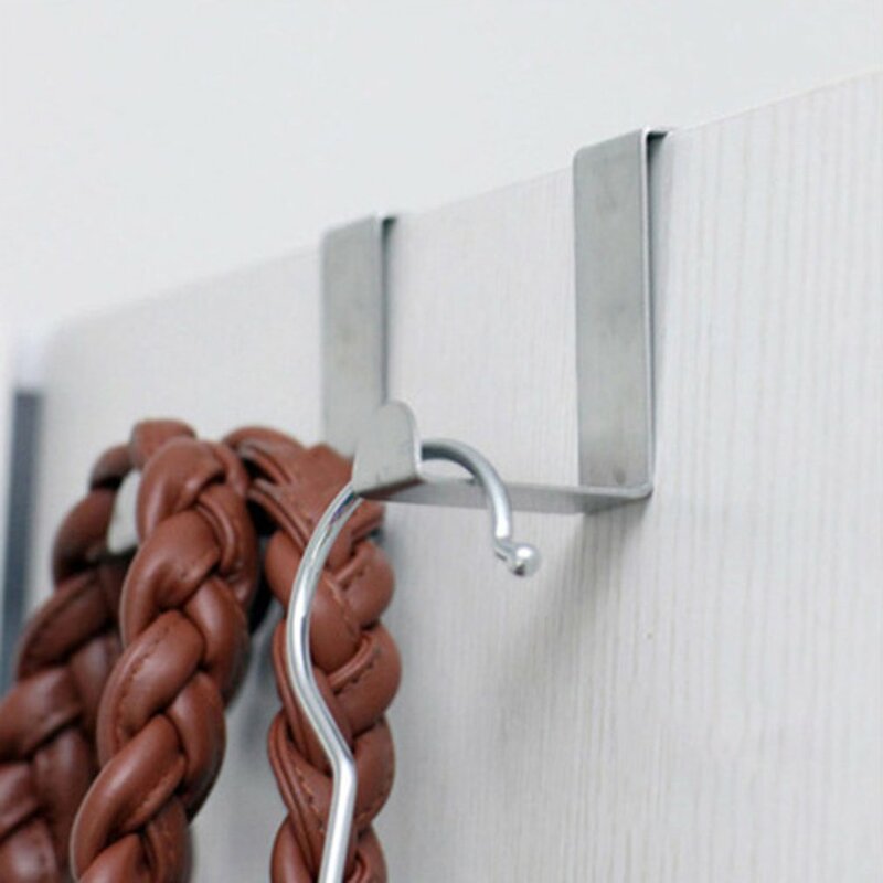 Over The Door Hooks Hanging Towel Rack Stainless Steel Multiple Use Z Shaped Cabinet Door Hooks Storage Organizer