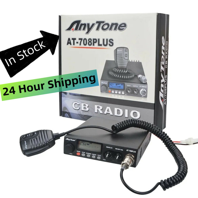 Anytone Radio AT-708 Plus 27MHz CB Station 8W CB 24.265-29.655MHZ Radio CB kualitas tinggi untuk mobil truk Radio seluler