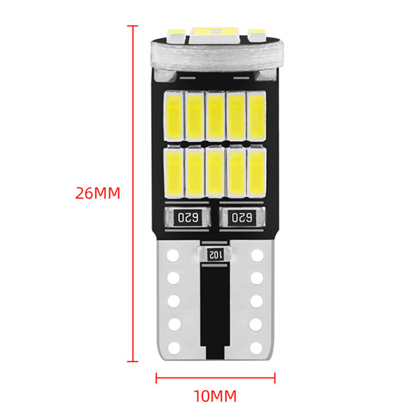 หลอดไฟ LED 26SMD T10-12V DC, การฉายรังสี360 ° สีขาว, การติดตั้งสากล, การใช้พลังงานต่ำ