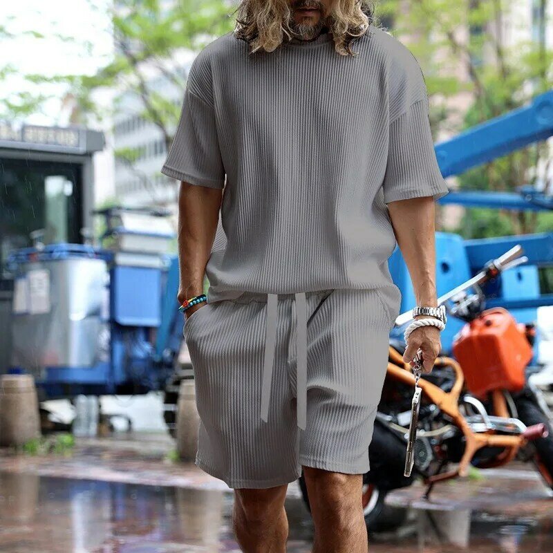 Sommer hochwertige Herren bekleidung japanischen und koreanischen Stil lose große coole lässige Kurzarm Shorts zweiteiliges Set