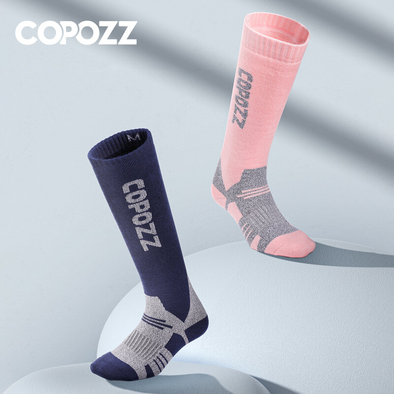 COPOZZ ฤดูหนาวผู้ชายผู้หญิงความร้อนสกีถุงเท้าอบอุ่นขี่จักรยานฟุตบอลสโนว์บอร์ดถุงเท้าหนาสูงหลอด Moisture Absorption ถุงเท้า