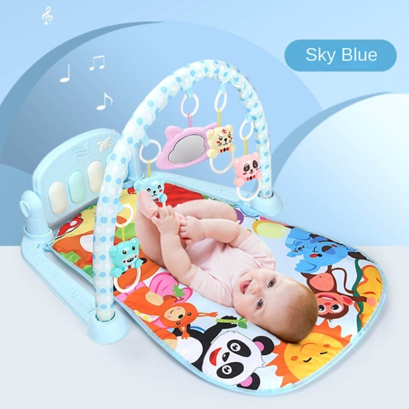 Tikar Keyboard Piano kebugaran bayi, rak kebugaran baru lahir bermain selimut untuk rumah hewan lucu bayi dalam ruangan tikar aktivitas merangkak