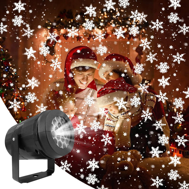 Copo de nieve navidad Proyector LED Luces Hadas Decoración Interior Blanco Patrones Regalo Proyección Navidad Del Banquete Boda Año Nuevo