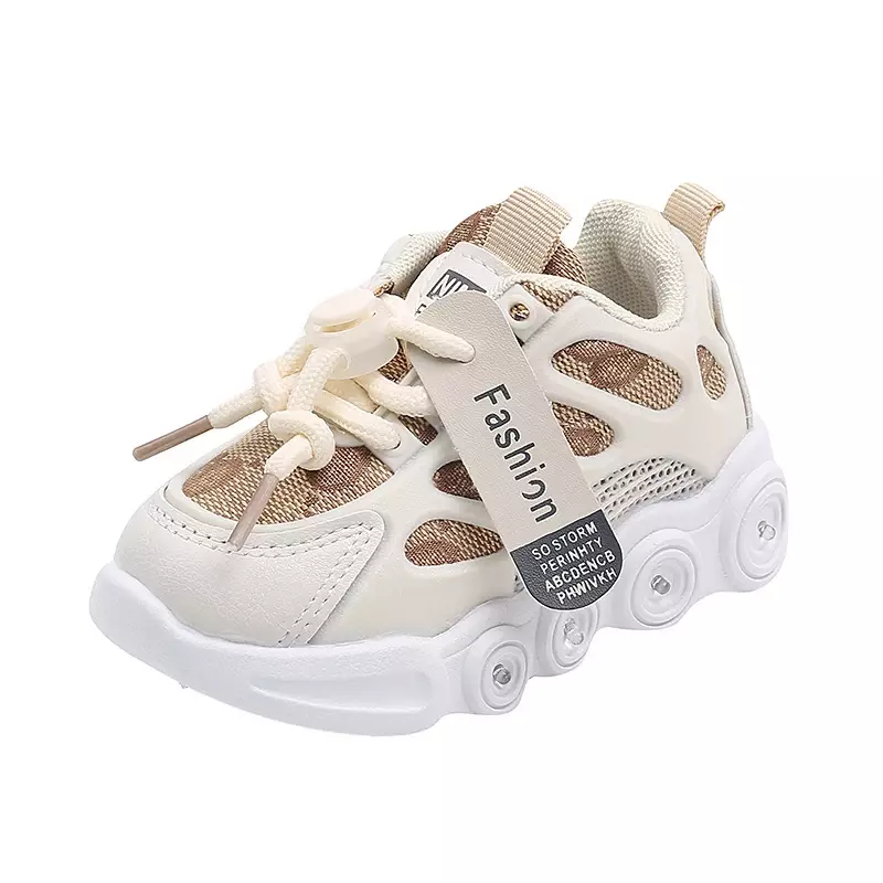 Sepatu anak-anak, sneaker jala bernafas dengan lampu LED musim semi musim gugur untuk anak cowok cewek