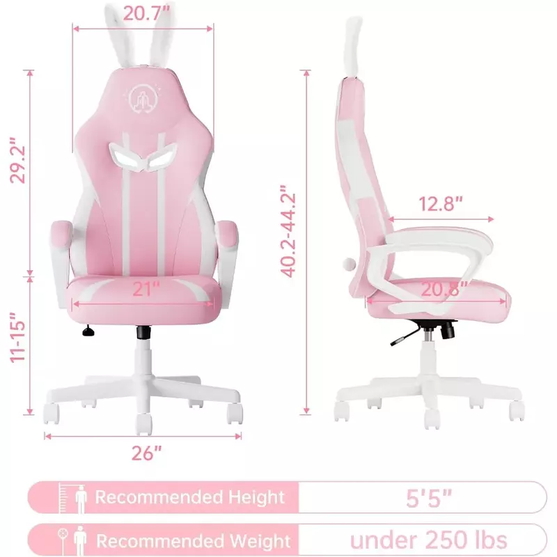 Chaise de jeu ergonomique rose pour filles, chaises de bureau, fauteuil d'ordinateur, meubles de joueur, cadeau