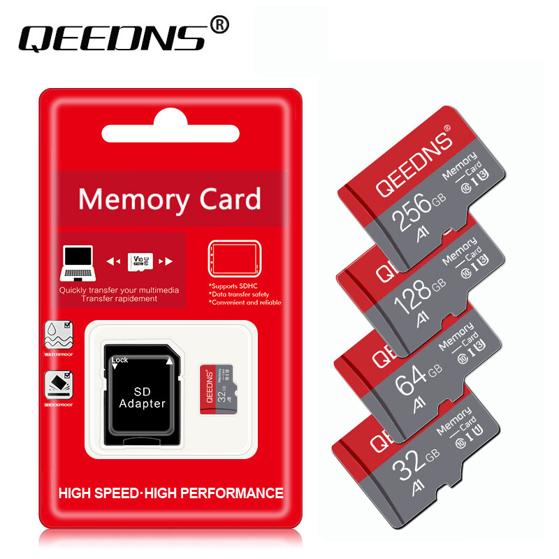 Micro Cartão de Memória SD para Telefone, Unidade Flash de Alta Velocidade, Mini Cartão SD, Cartão TF, A1 Class10, 16GB, 32GB, 64GB, 128GB, 512GB