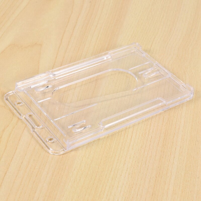 Porta-crachá de plástico rígido, vertical, cartão duplo, identificação, multi transparente, 10x6cm, 4 pcs