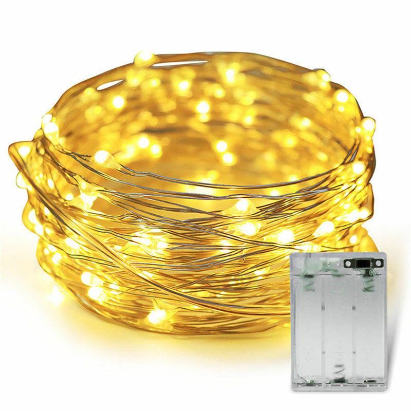 ไฟราว LED นางฟ้า20-100ใหม่สายแบตเตอรี่ทองแดงเงินสายปาร์ตี้คริสต์มาส