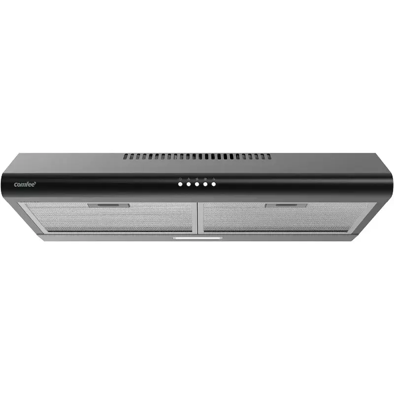 Comfe' Stainless Steel Kitchen Stove Hood, Sob o armário canaletas, Ductless, Convertible Slim Vent, 30"