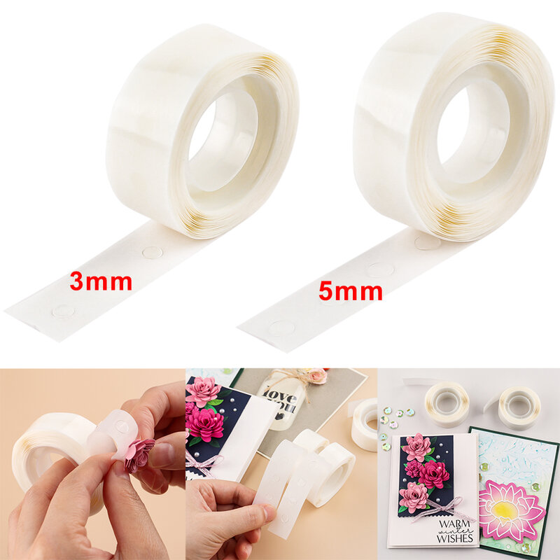 Mini cinta adhesiva de doble cara, Pegatinas transparentes ultrafinas, puntos adhesivos permanentes, 3mm/5mm, puntos para manualidades DIY, 300 piezas por rollo