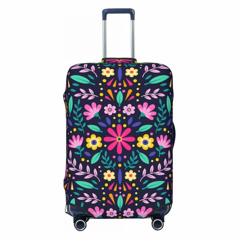 Flores mexicanas florais coloridas bagagem capa, mala de viagem elástica, capa protetora terno para 18-32"