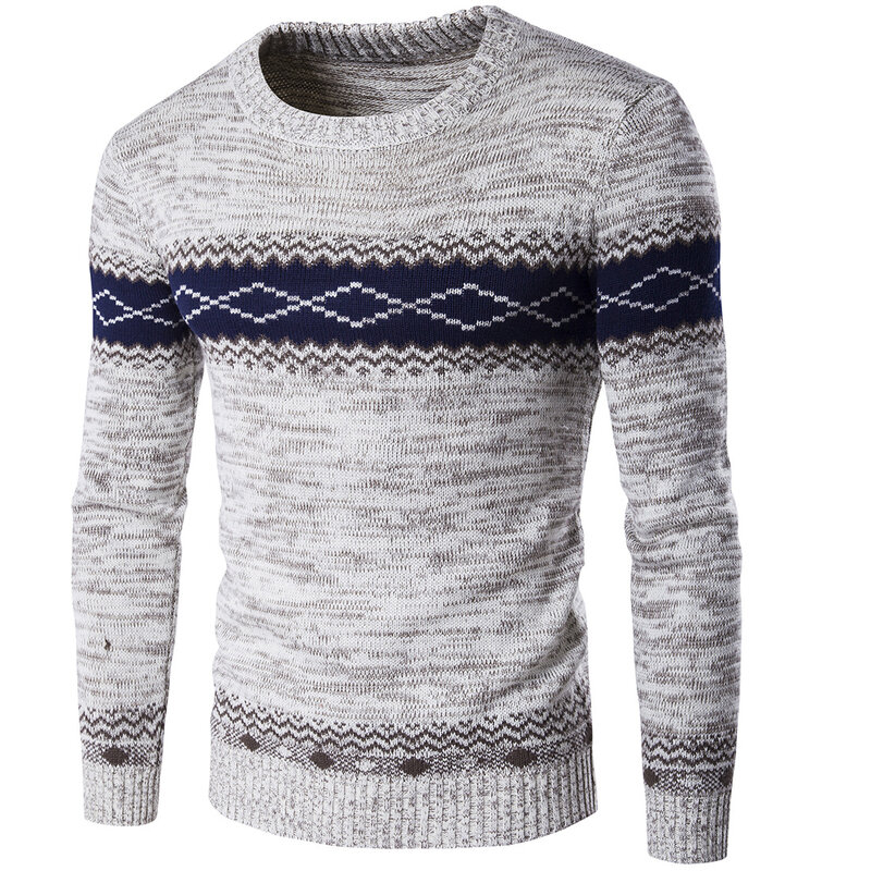 Sweater rajut lengan panjang pria, pakaian rajut pullover kasual lengan panjang Navy baru 2024, Sweater rajut hangat untuk pria