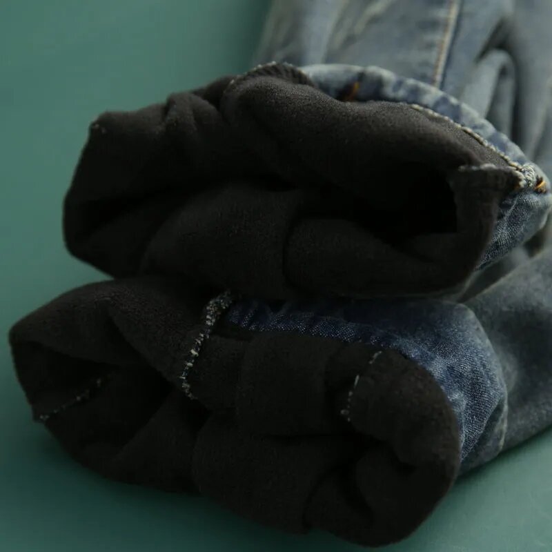 กางเกงผ้ายีนส์ทรงฮาเร็ม Y2K หนาอบอุ่นยีนส์ทรงแบ็กกี้กำมะหยี่สำหรับผู้หญิงเอวสูงกางเกงขนแกะลำลองสำหรับฤดูหนาว