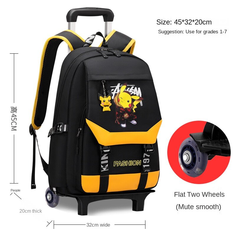 Carrito escolar de Pikachu para niño y niña, bolsa de viaje conveniente para subir escaleras, regalo de Pokemon, nueva moda