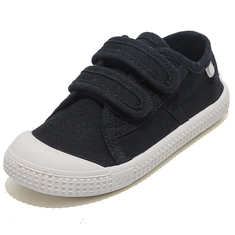 Zapatillas de deporte Unisex para niño y niña, zapatos de tacón plano, de lona con botones, 2023
