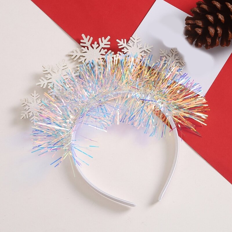 Рождественская прямая трансляция, милый обруч для волос со снежинками, макияж для девочек, карнавальная повязка для волос