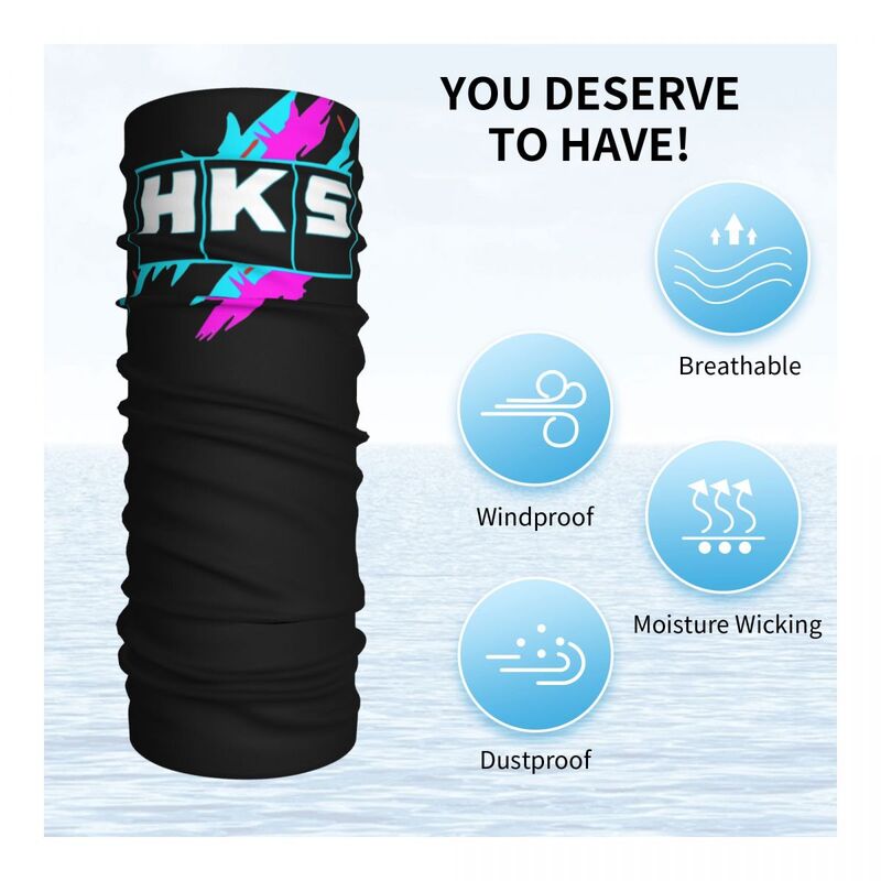 HKS-الياقة المدورة المطبوعة بالاكلافا للرجال ، باندانا قابل للغسل ، غطاء الرقبة ، القوة والرياضة ، الأداء ، شعار توربو ، وشاح رياضي دافئ