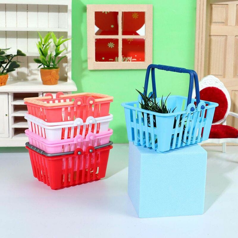 Gifts Doll House Miniature Dollhouse Decor Pretend Play Toys Doll Accessories Shopping Basket Toys Shopping Hand Basket Model