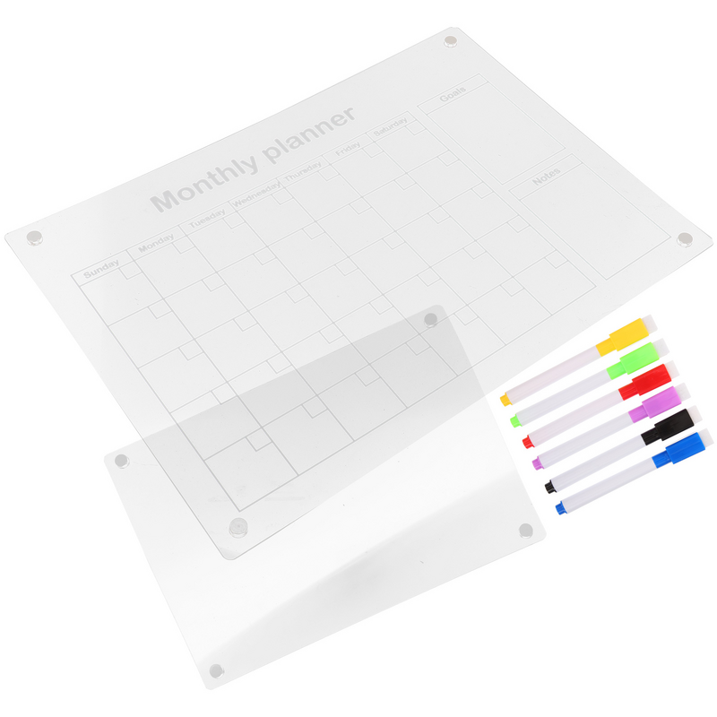 Dry Apagar Whiteboard com marcadores, programação clara magnética, pequeno acrílico Message Board, planejamento de programação