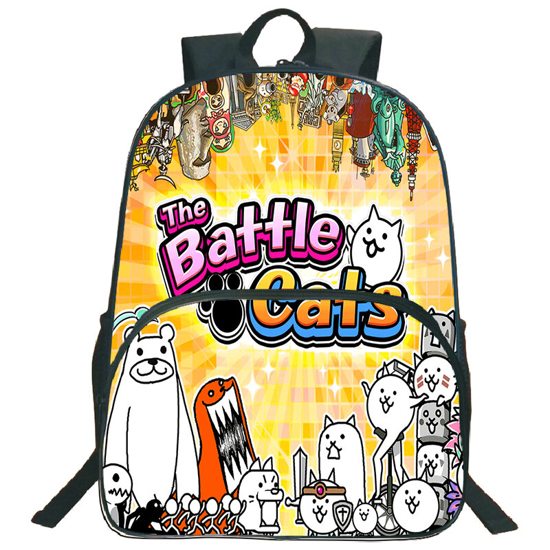 Sac à dos imprimé The Battle Cats pour garçons et filles, sacs d'école de dessin animé amusant, sac à dos en nylon pour ordinateur portable, sac de voyage de grande capacité pour adolescents