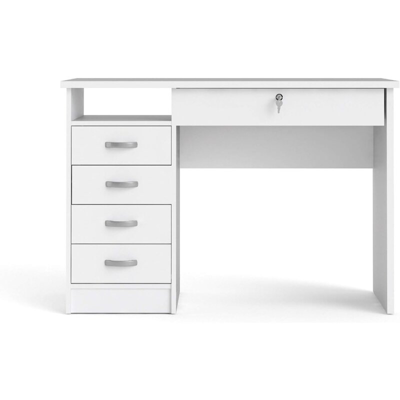 Desk with 5 Drawers, White