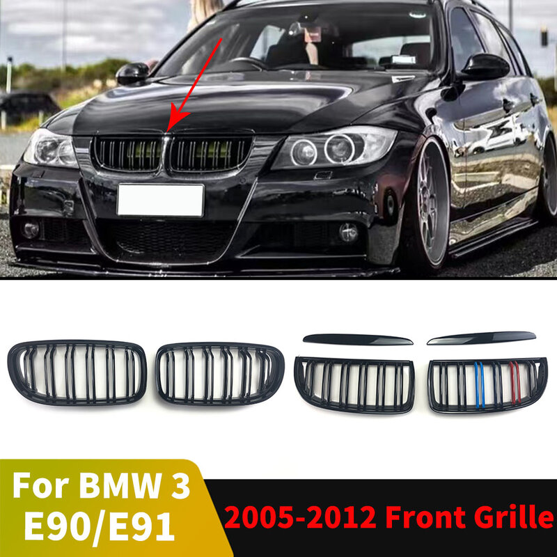 For BMW E90 E91 3 Series 2005-2012 325i 320i 330i 335i Front Inlet Kidney Grille Racing Grill Sport Tuning Accessories Body Kit