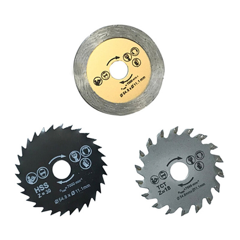 3pcs/set Mini Circular Saw Blade TCT HSS Saw Blade Diamond Cutting Disk Accessories Set for Wood Metal Tile Cutting Disk