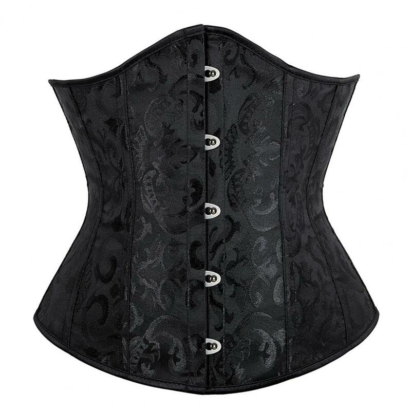 Women Underbust Corset Palace Style Adjustable Back Strap Floral Bustier Jacquard Body Shaping Girdle Cosplay Gothic Corset