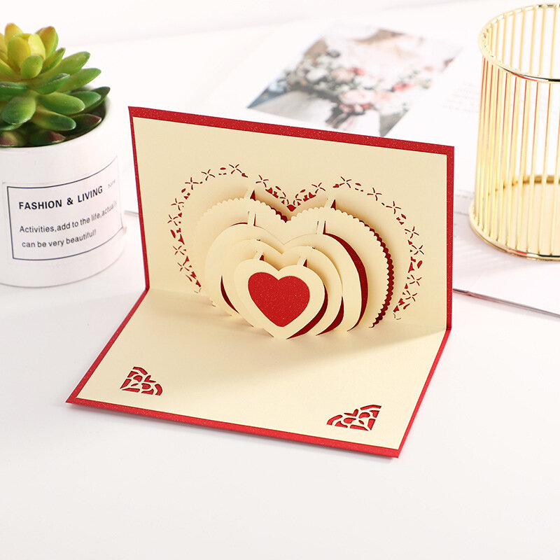 3Dネクストバースデーポストカード、愛の封筒、バレンタインデー、誕生日の記念日、カップル