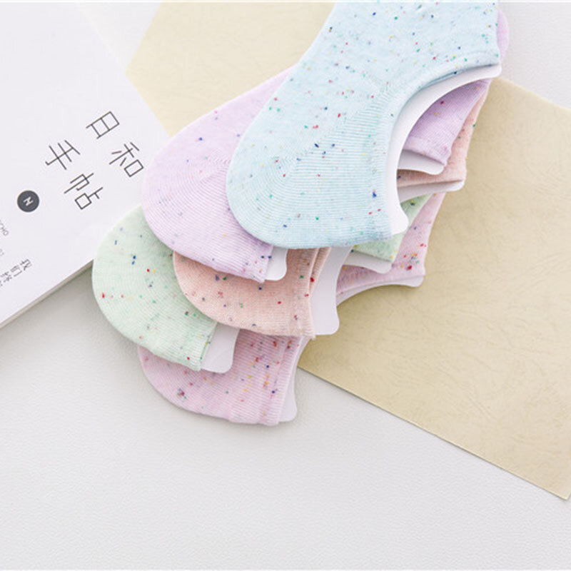 5 Paar Damen Sommer Baumwolle unsichtbare Socken Silikon Anti-Rutsch-Flach mund dünn bequem bequem atmungsaktiv Bonbon Farbe Boots socke