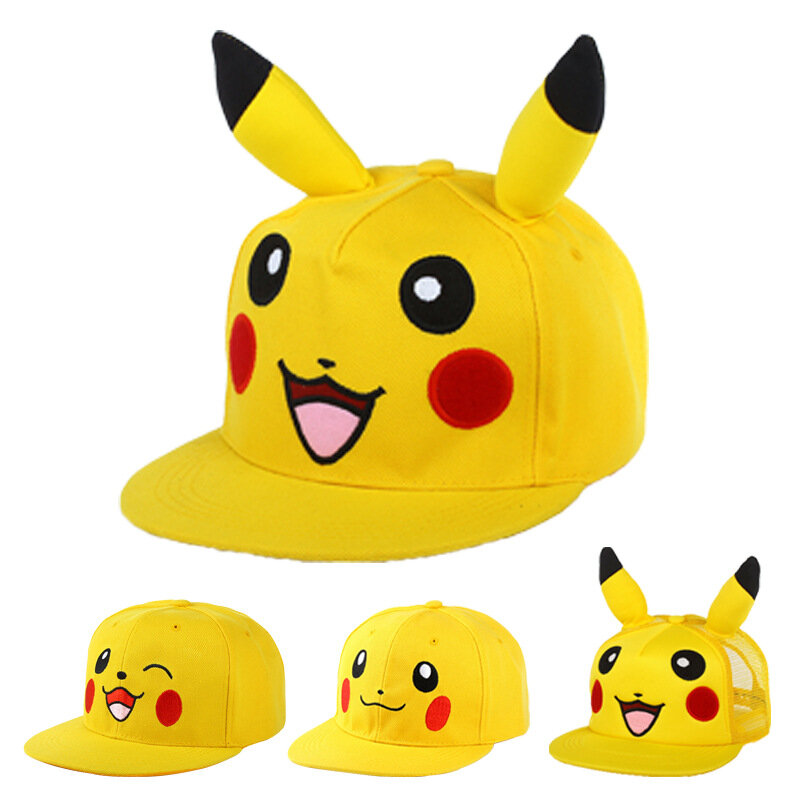 Gorra de béisbol de Pikachu para niño y niña, sombrero de dibujos animados, Cosplay de verano, gorra deportiva de Hip Hop, figuras de Anime, regalo de juguete