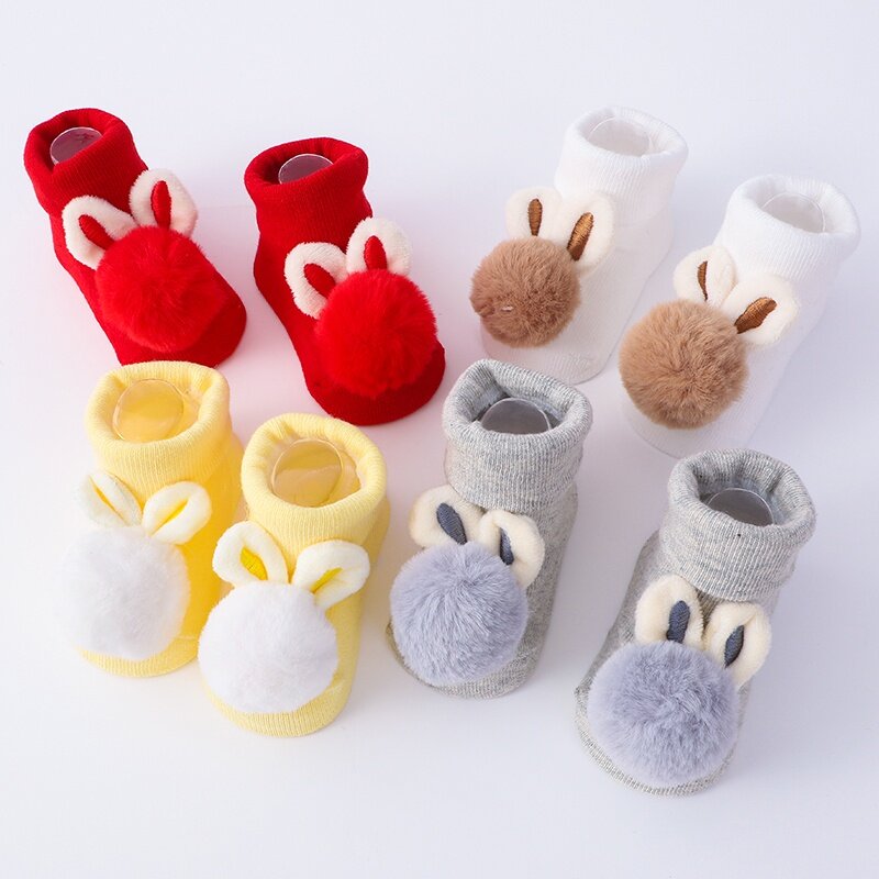 2Pcs Set Baby Socks Headband Cute Plush Ball Newborn Short Socks Cute Kids Baby Girl Hairbands Socks Photo Props