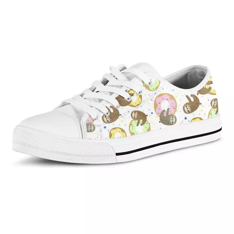 Sloth With Donut Women Fashion Low Top Casual Canvas Breathable Shoes Summer Student Vulcanize Shoes Classic Autumn