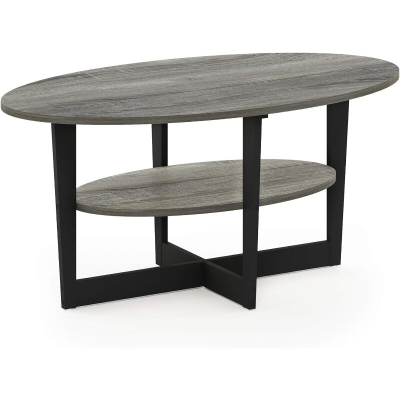 Furinno Coffee Table, 1-Pack, French Oak Grey/Black