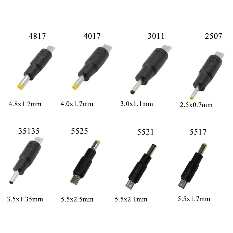 A0KB المصغّر USB الذكور قابس طاقة تحويل إلى 5.5x2.5 5.5x2.1 5.5x1.7 4.8x1.7 4.0x1.7 2.5x0.7 3.5x1.5 مللي متر سلك MicroUSB محول