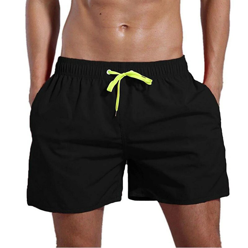 Escatch-pantalones cortos de playa para hombre, bañador Sexy con cintura ajustable, bolsillos laterales, para correr, verano, 2024