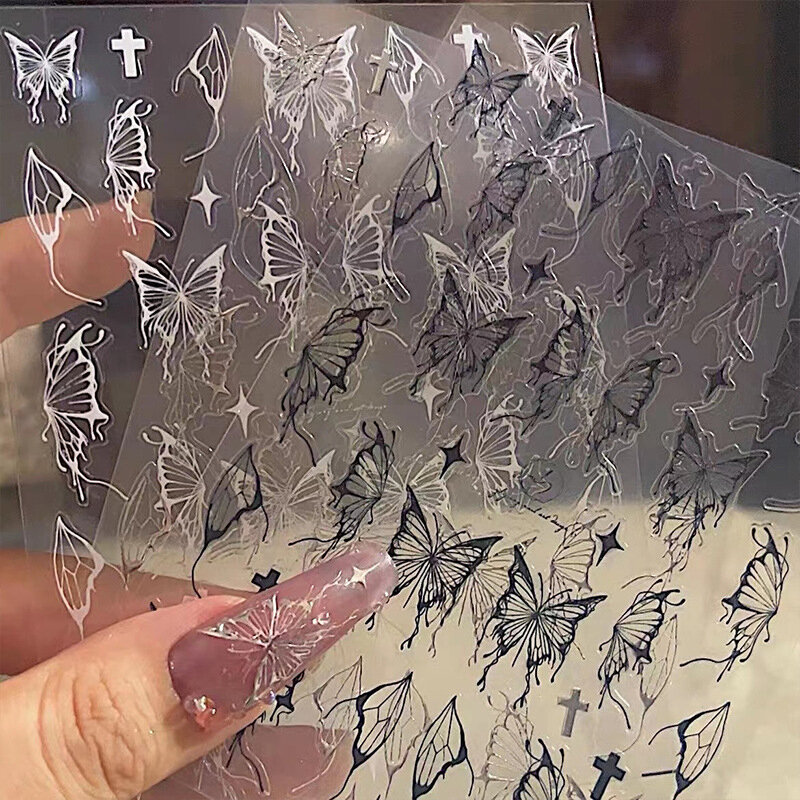 Płynna pusta naklejka motylkowa kryształowy diament musująca muszla lekki motyl naklejka do paznokci Nail Art naklejka Design narzędzie do Manicure