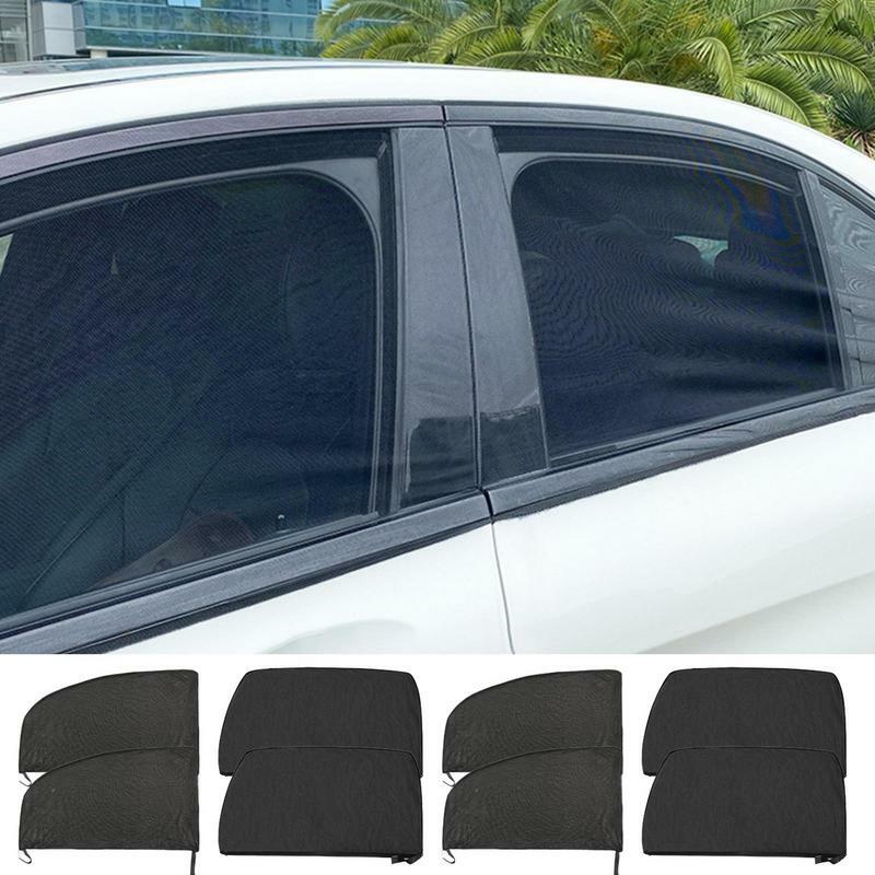 ที่คลุม pintu Kasa หน้าต่างรถ4ชิ้นที่บังแดดด้านหน้า/ด้านหลังที่บังแดด UV ที่บังตาข่ายกันยุงรถตาข่ายสำหรับรถยนต์ SUVs MPV