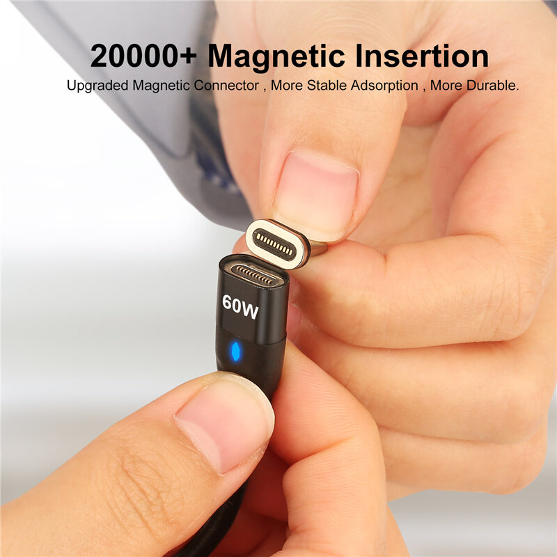 USLION-Câble Micro Magnétique USB Type-C PD 60W pour Recharge Rapide et Transfert de Données, Cordon de Chargeur 3A pour iPhone 13, Macbook, Huawei, Samsung S22